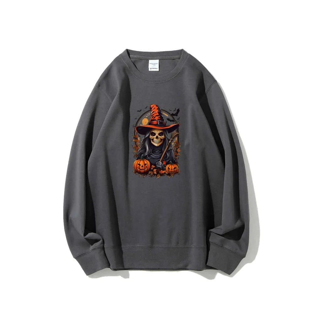 Mens Halloween Skeleton Pumpkins Graphic Sweatshirts