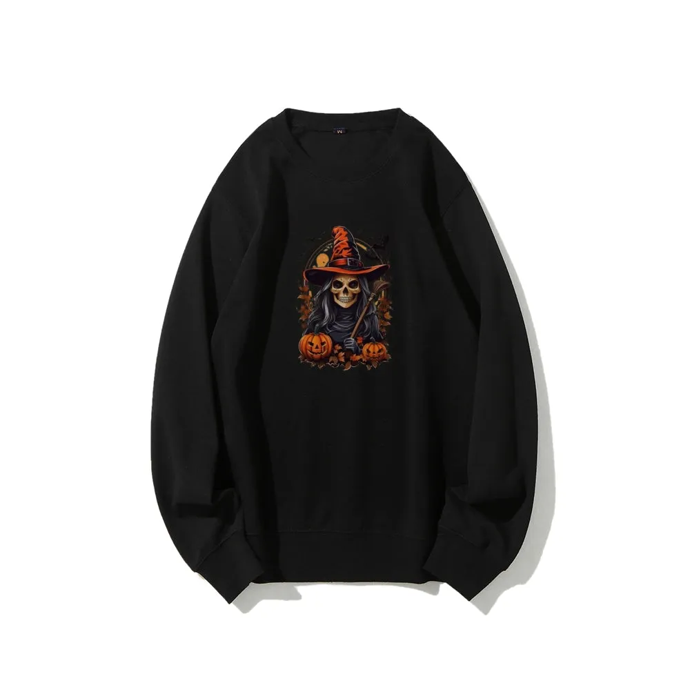 Mens Halloween Skeleton Pumpkins Graphic Sweatshirts