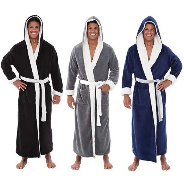 Men's Plus Size Extra Long Bathrobe Long Sleeve Nightgown