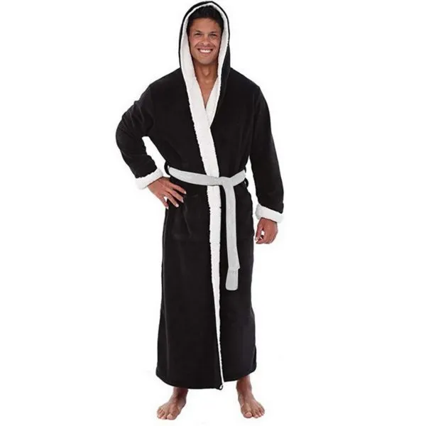 Men's Plus Size Extra Long Bathrobe Long Sleeve Nightgown