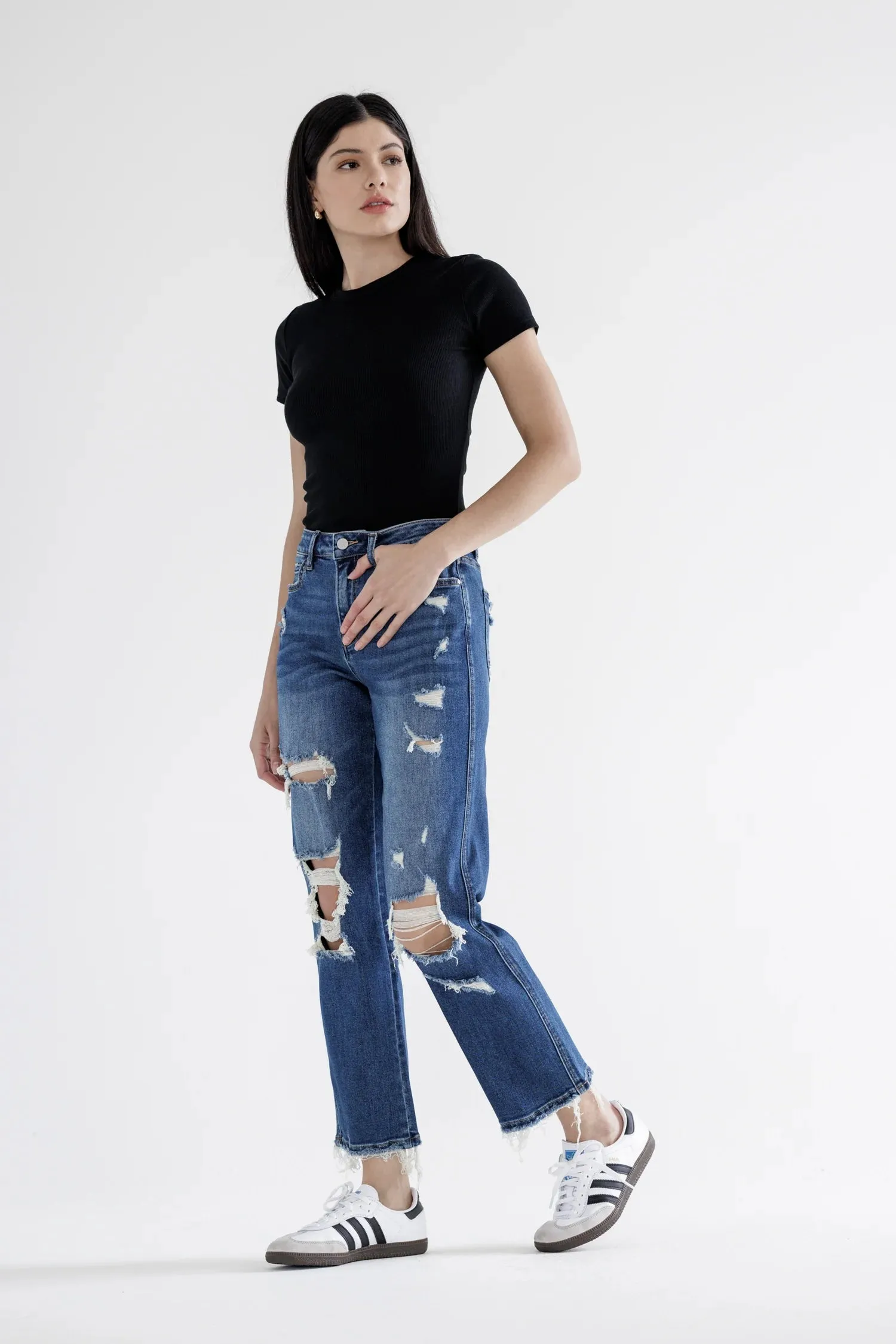 Mica Denim - High Rise Straight Crop - MDP-T3014M