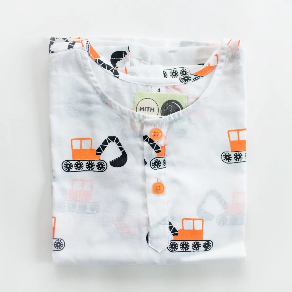 Mighty Bulldozer- Unisex Kids Cotton Nightwear