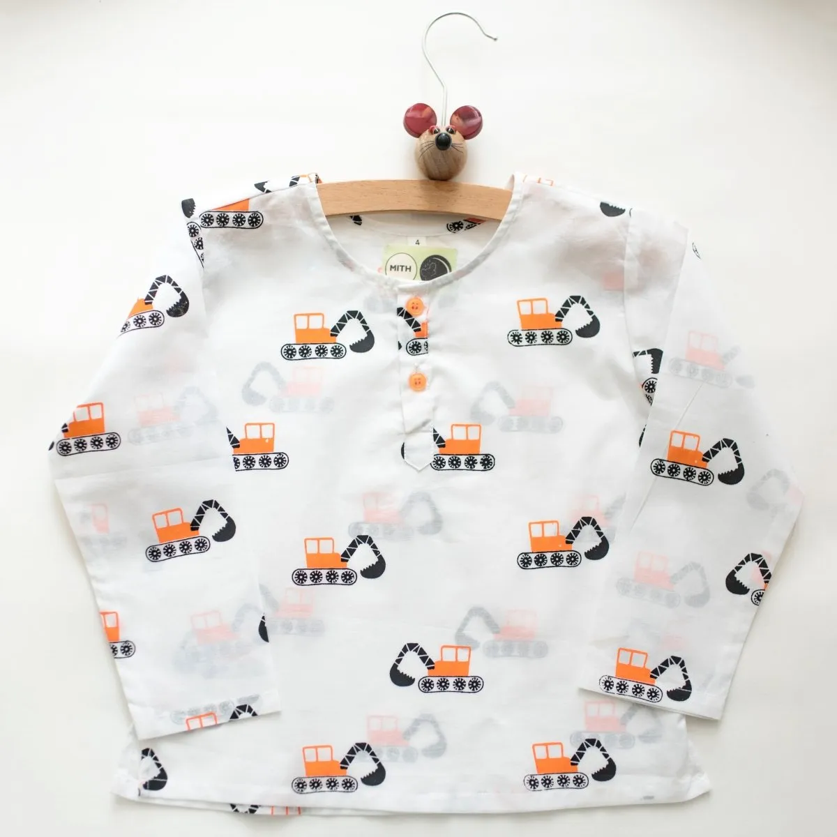 Mighty Bulldozer- Unisex Kids Cotton Nightwear