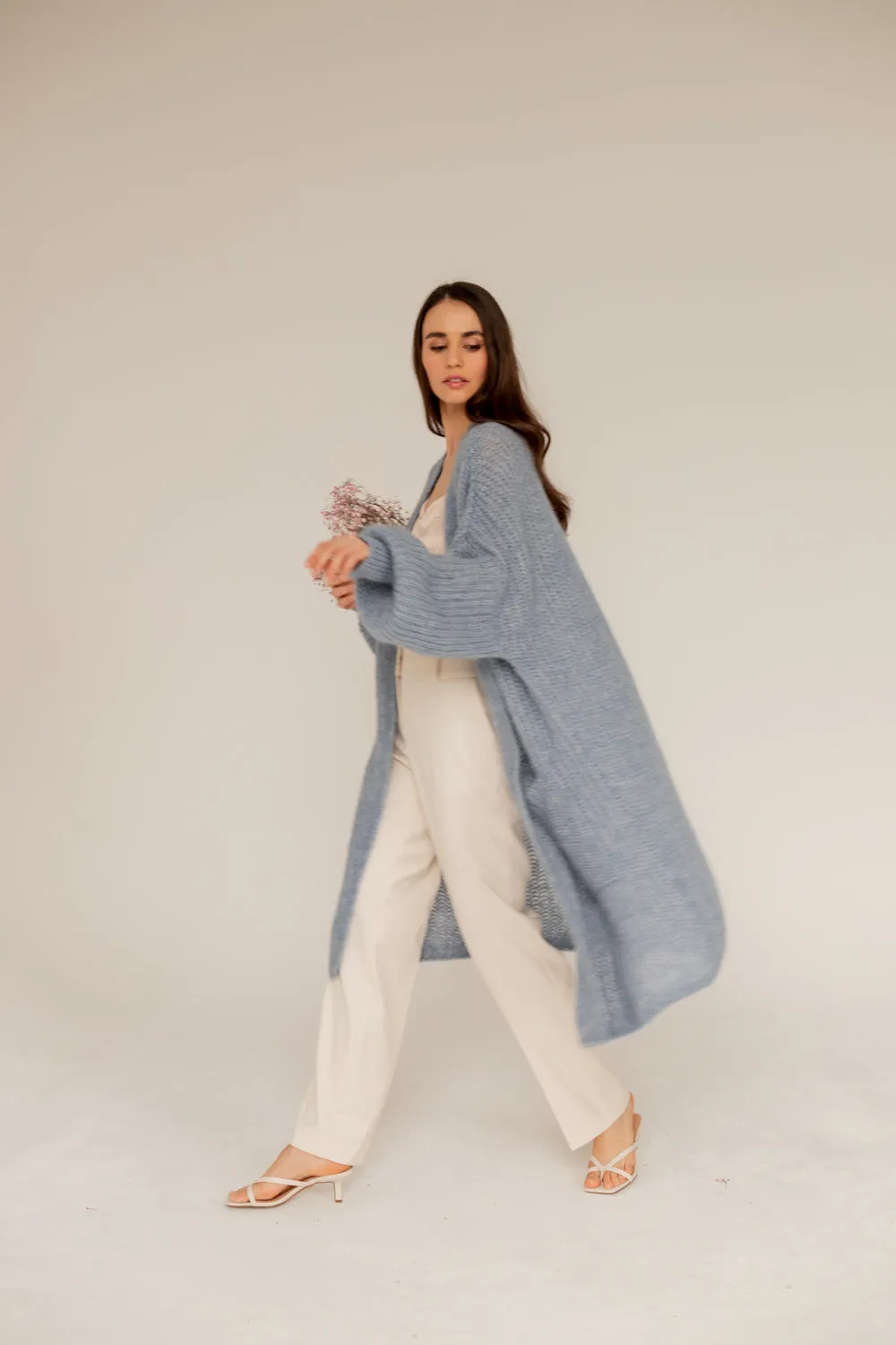 Mohair Alpaca Blue Cardigan