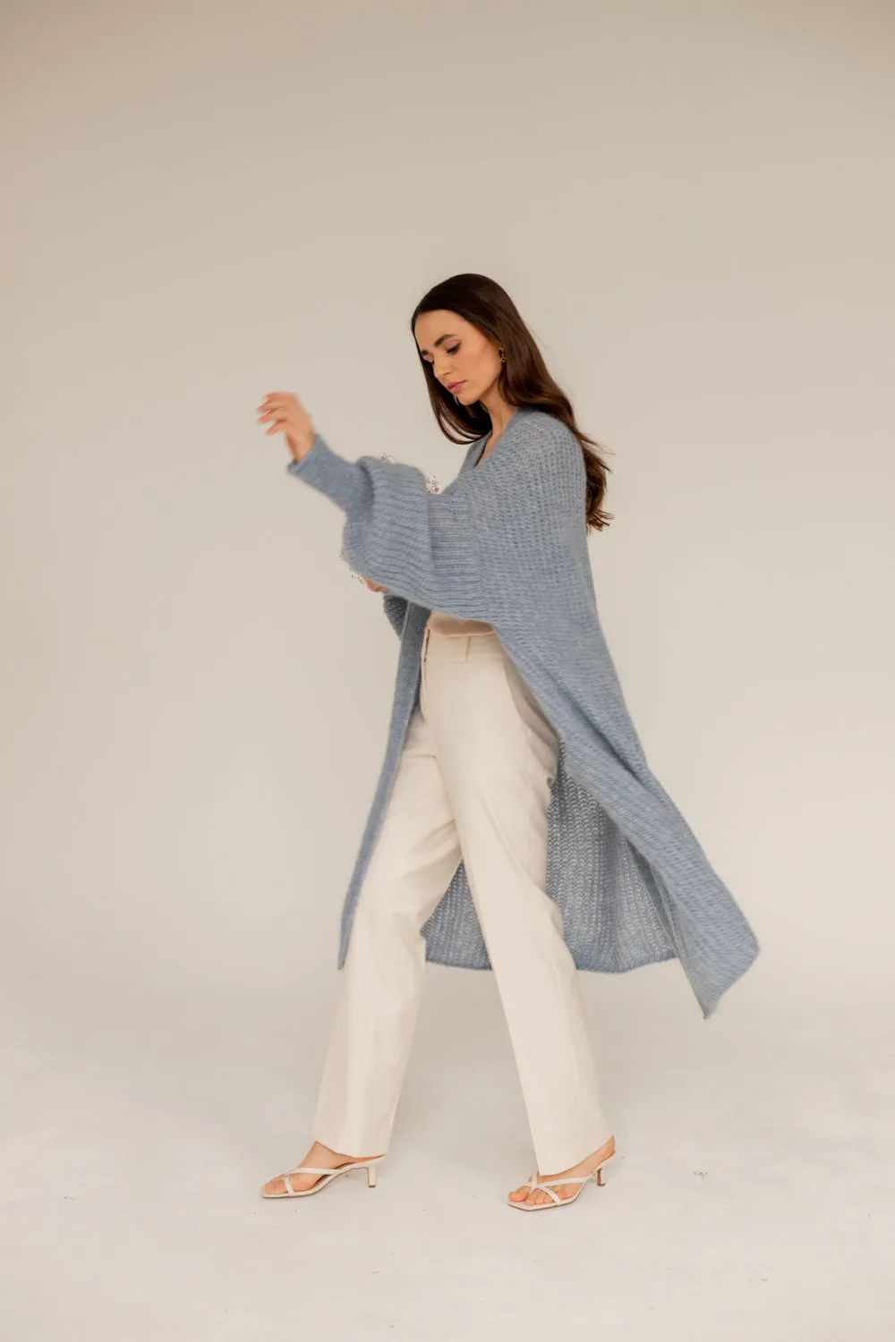 Mohair Alpaca Blue Cardigan