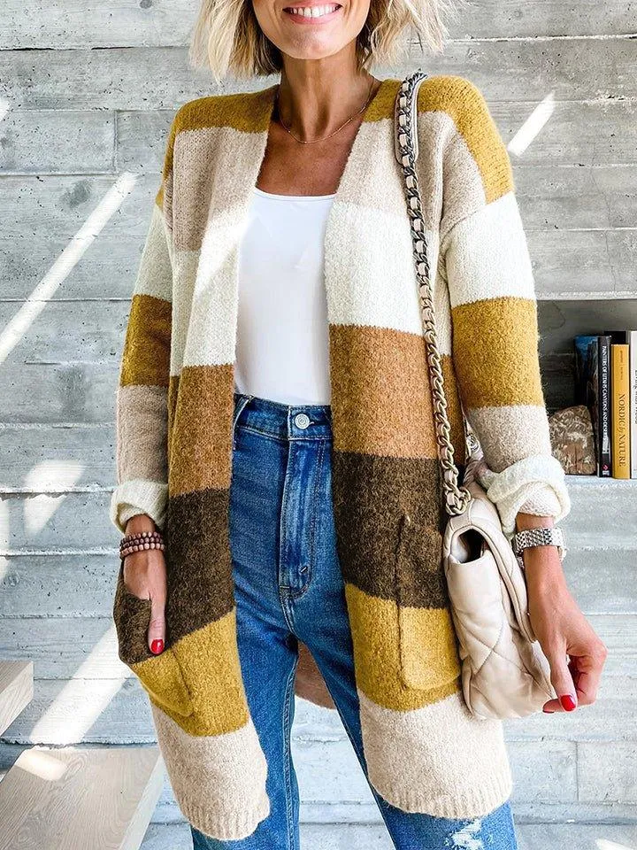 Mustard Color Block Cardigan