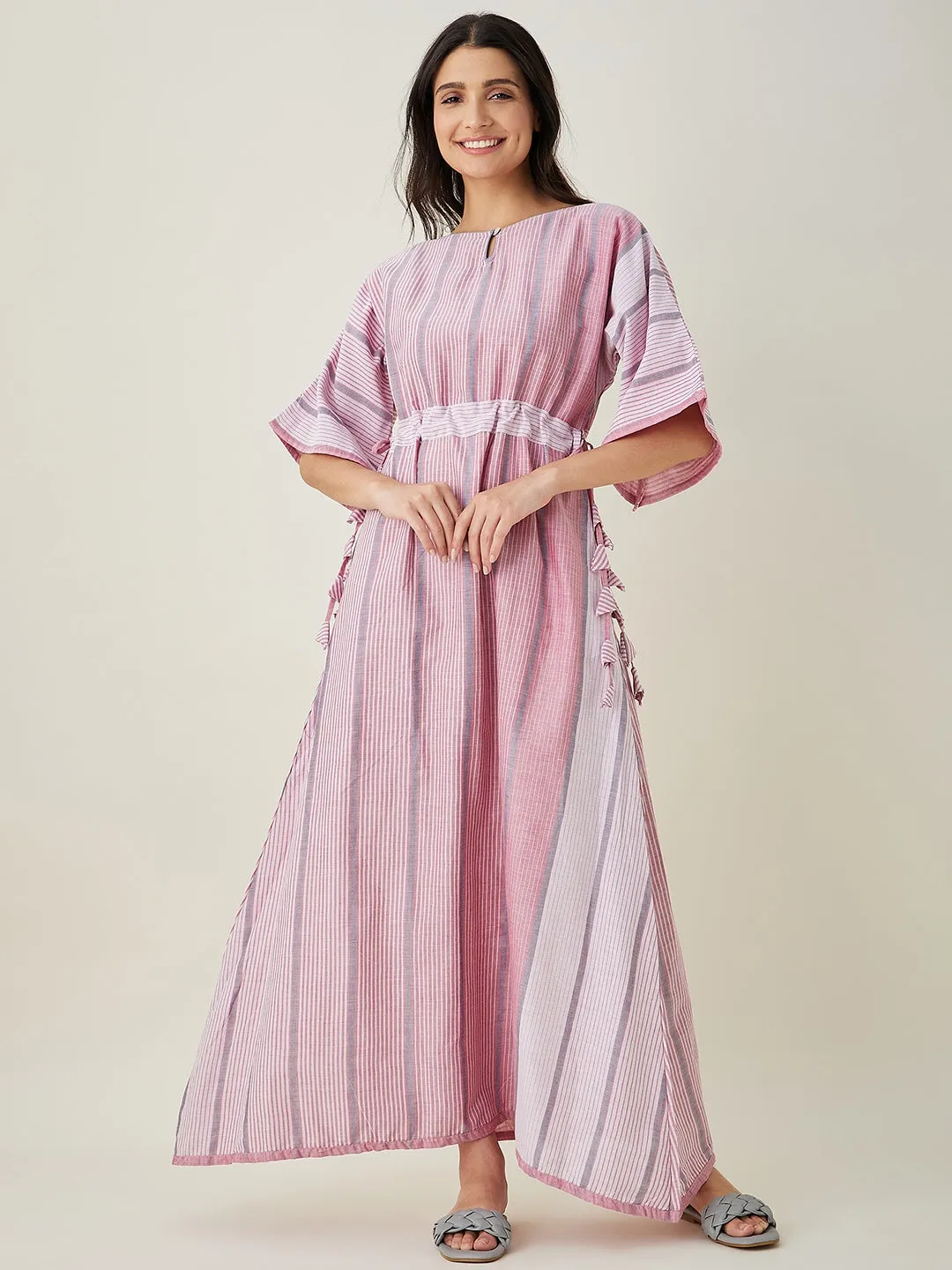 Pink and Grey Striped Nightdress