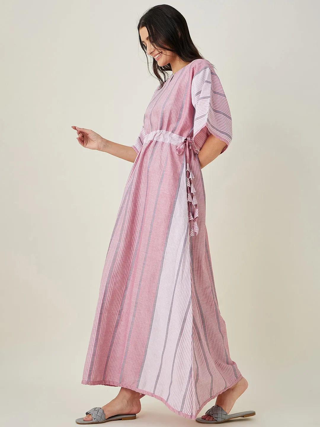 Pink and Grey Striped Nightdress