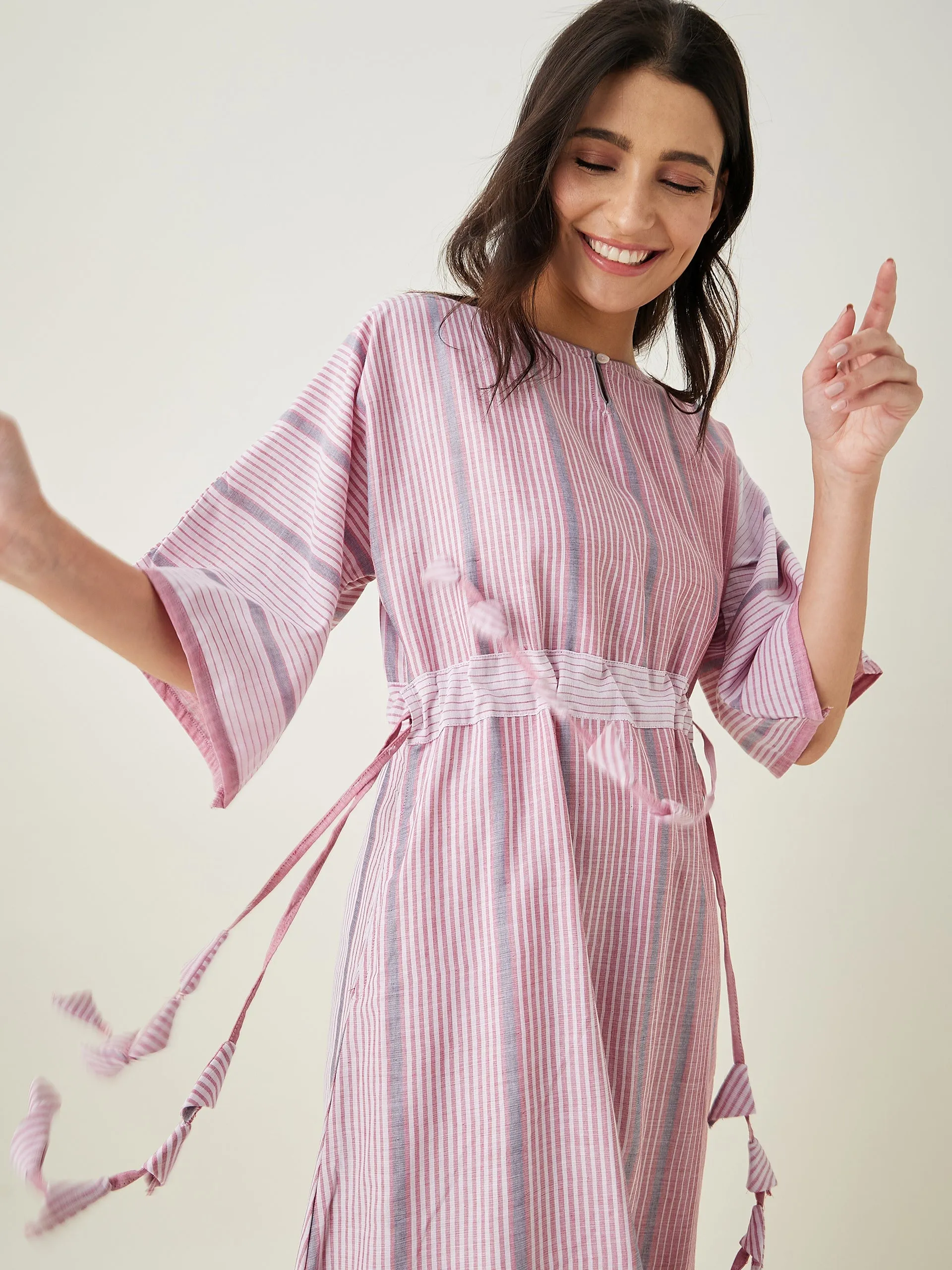 Pink and Grey Striped Nightdress