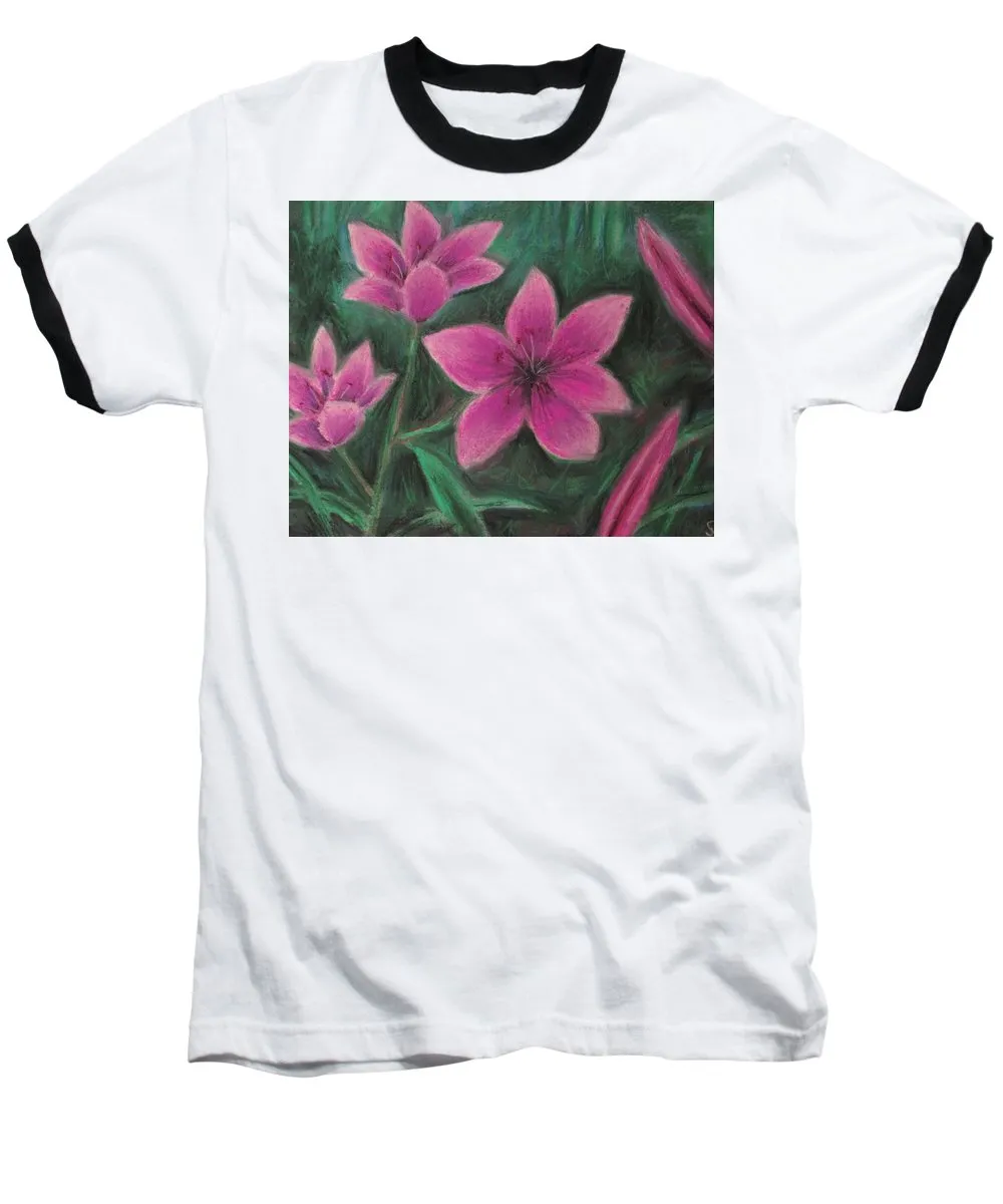 Pink Lilies - Baseball T-Shirt