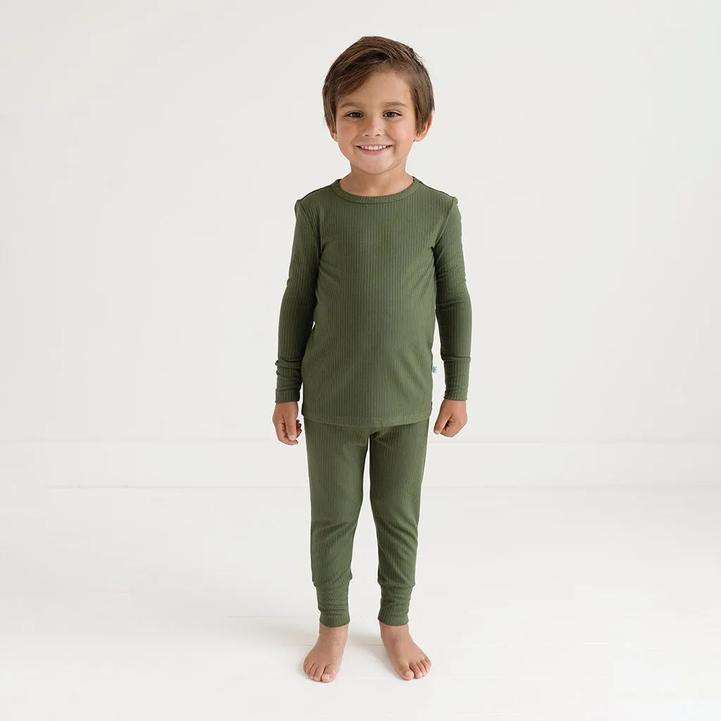 Posh Peanut Solid Pine Ribbed L/S Basic Loungewear