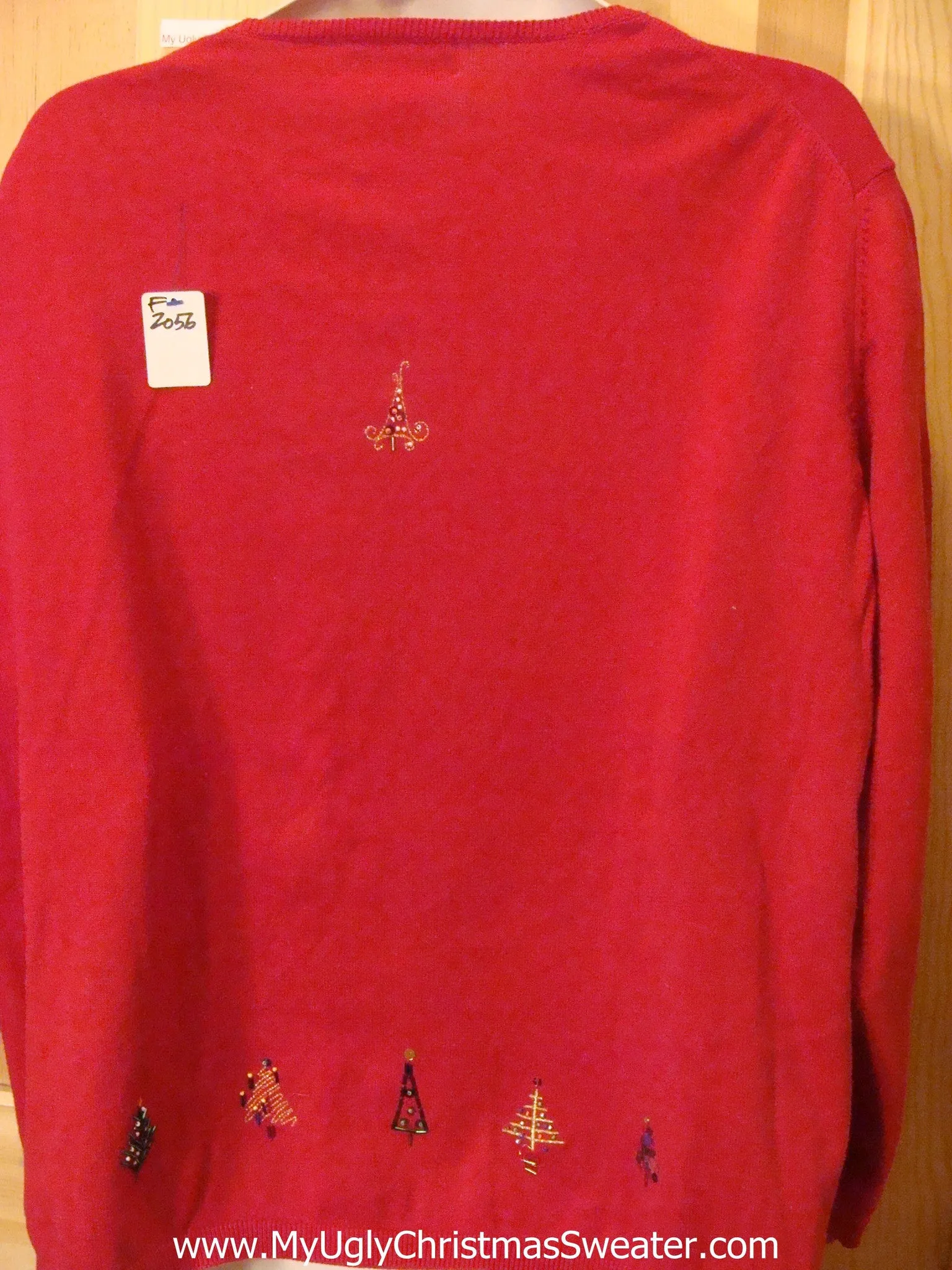 Red Ugly Christmas Sweater Jumper with Bling Trees