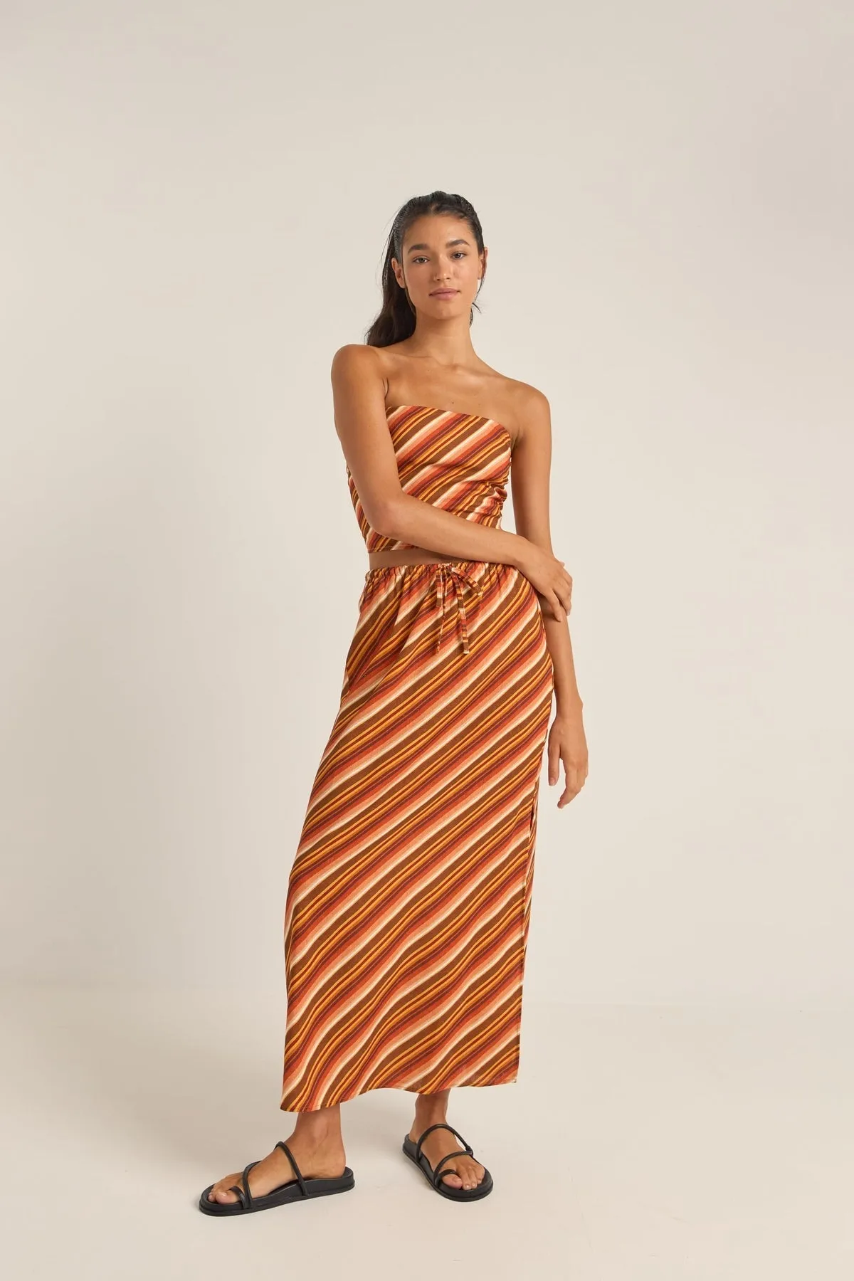 RHYTHM Chica Stripe Woven Strapless Top