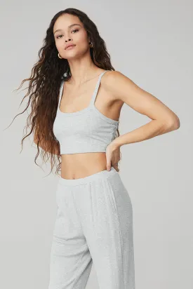 Ribbed Crop Whisper Bra Tank - Athletic Heather Grey