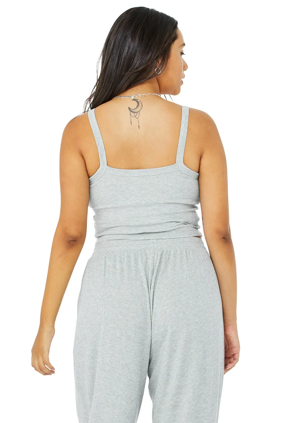 Ribbed Crop Whisper Bra Tank - Athletic Heather Grey