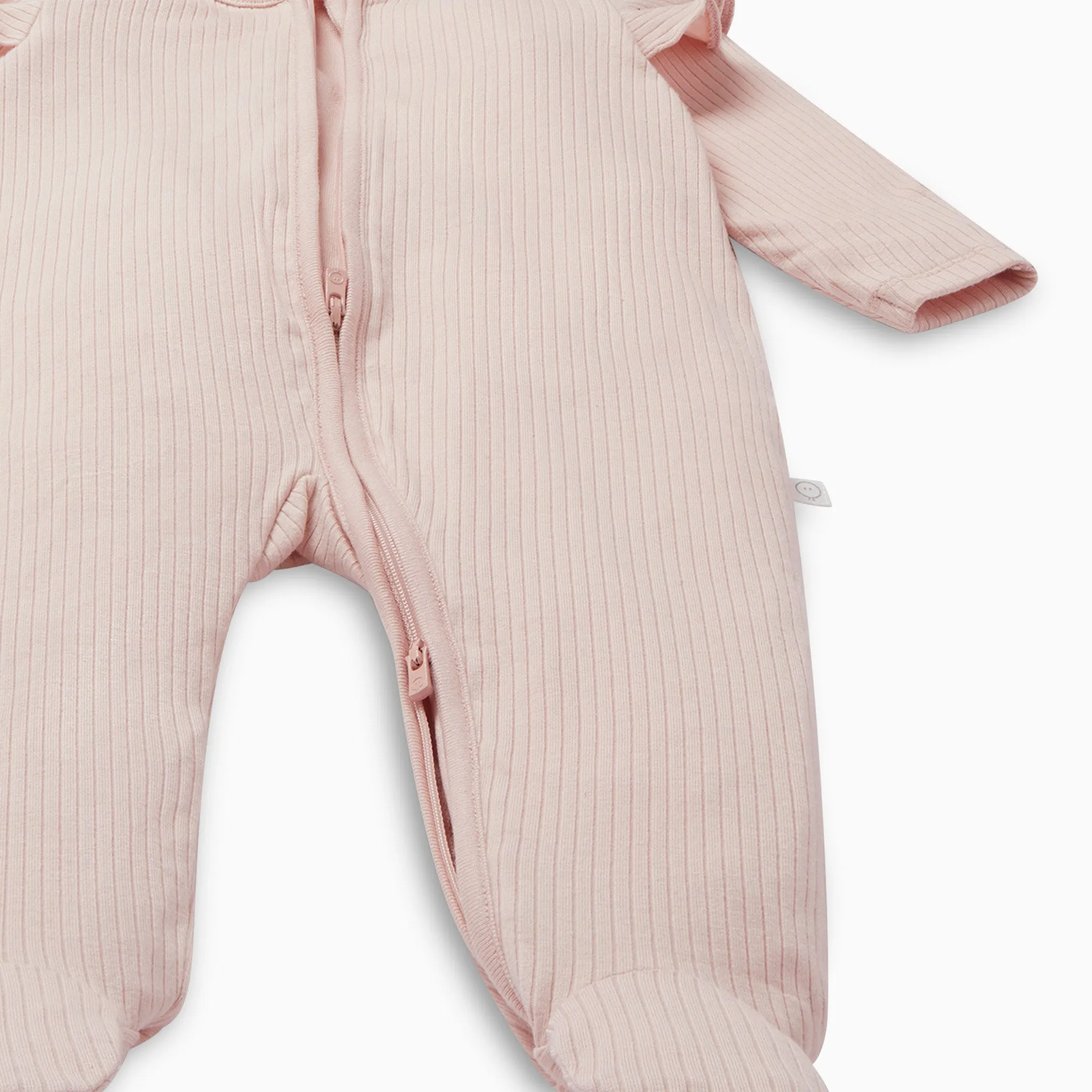 Ribbed Frill Clever Zip Baby Pajamas