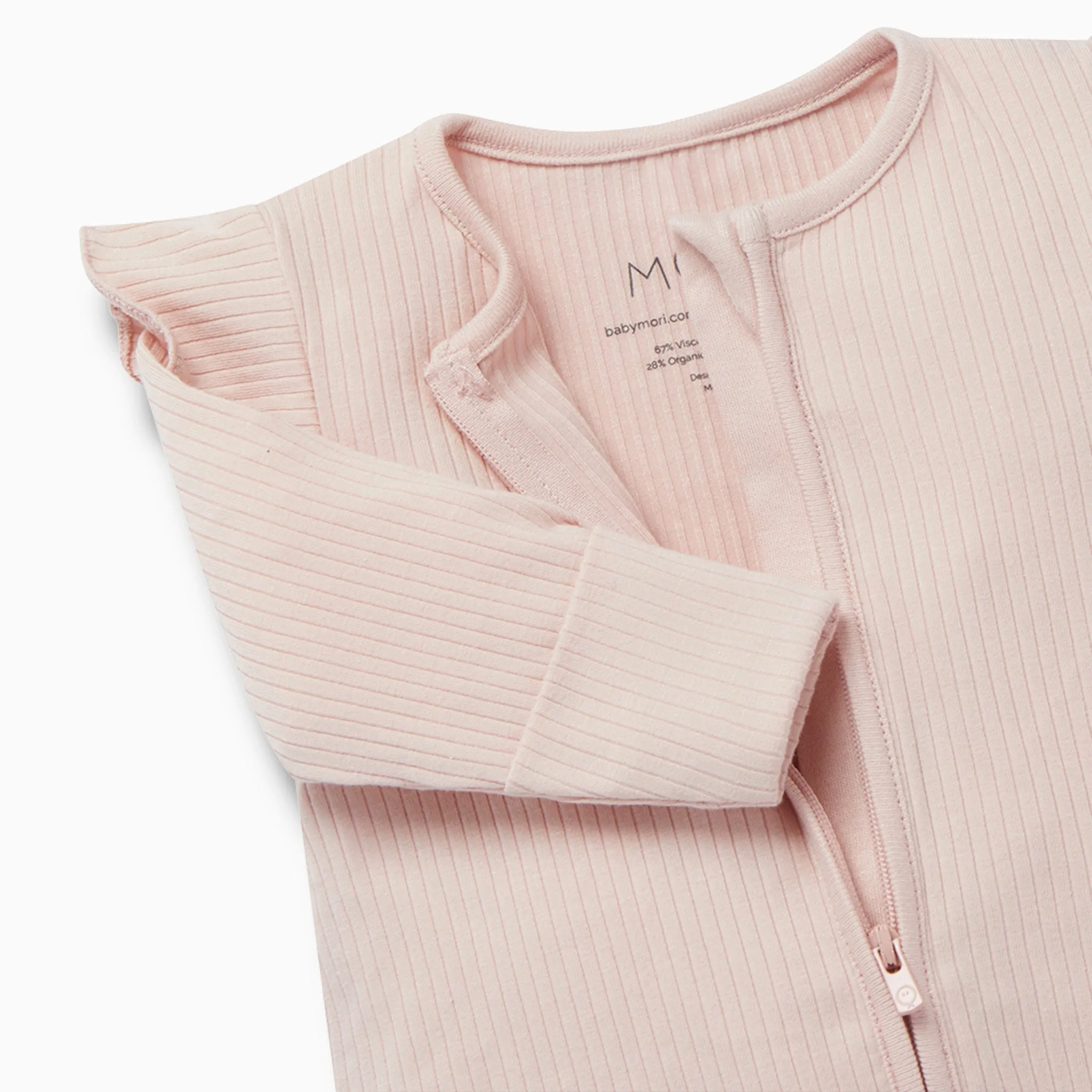 Ribbed Frill Clever Zip Baby Pajamas