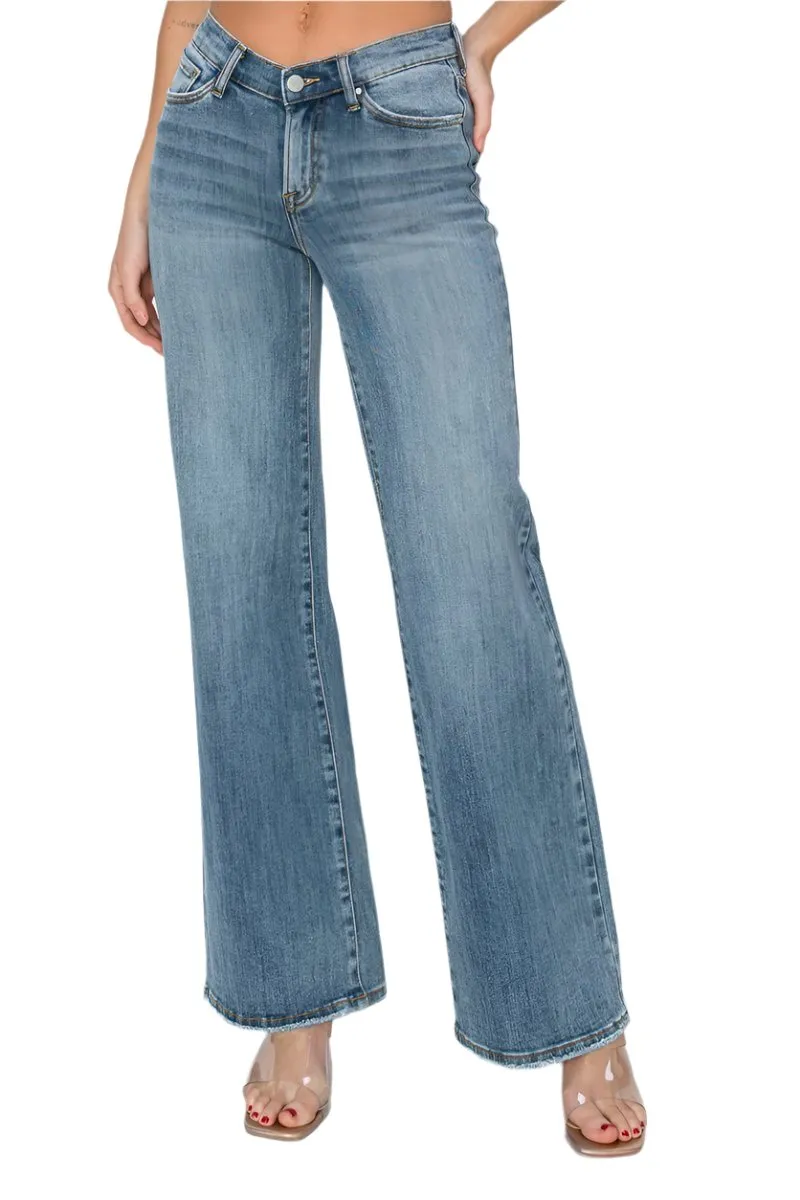 Risen Jeans - Dipped V Wide Leg Jeans - RDP5276