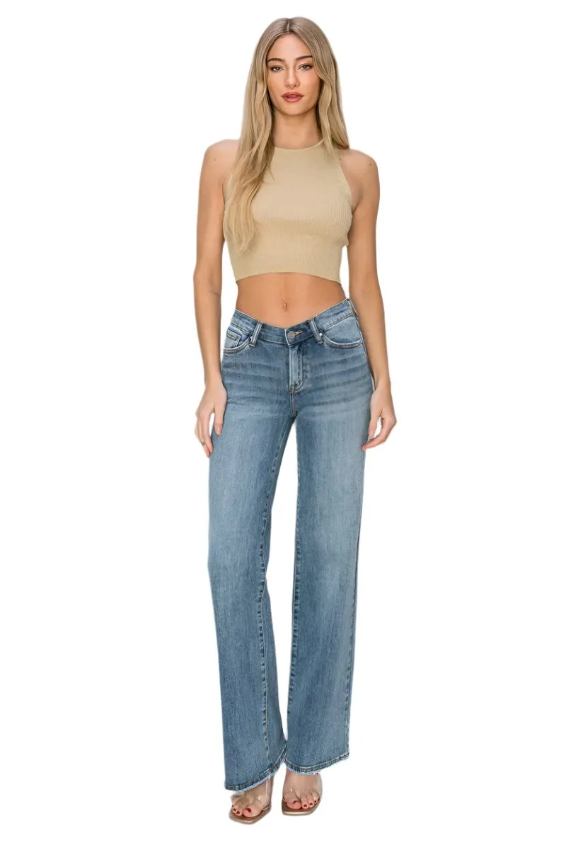 Risen Jeans - Dipped V Wide Leg Jeans - RDP5276