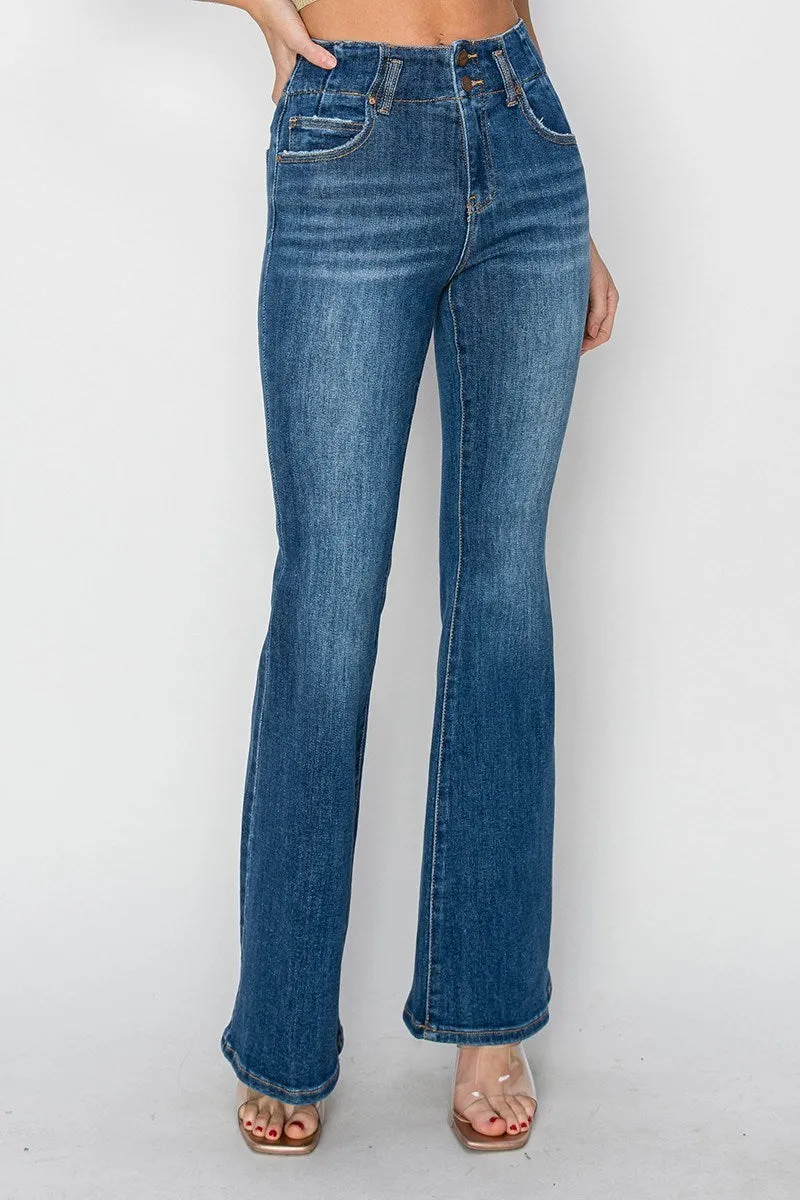 Risen Jeans - High Rise Seam Detailed Flare Jeans - RDP5668