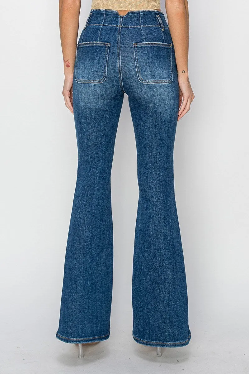 Risen Jeans - High Rise Seam Detailed Flare Jeans - RDP5668