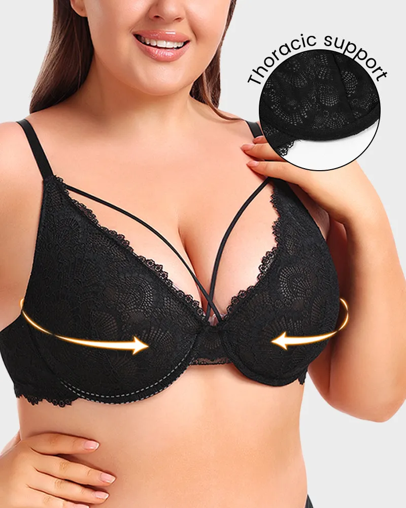 SheCurve®Non-Padded Lace Strappy Push-Up Bra