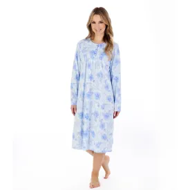 Slenderella Picot Trim Jersey Nightdress | Blue