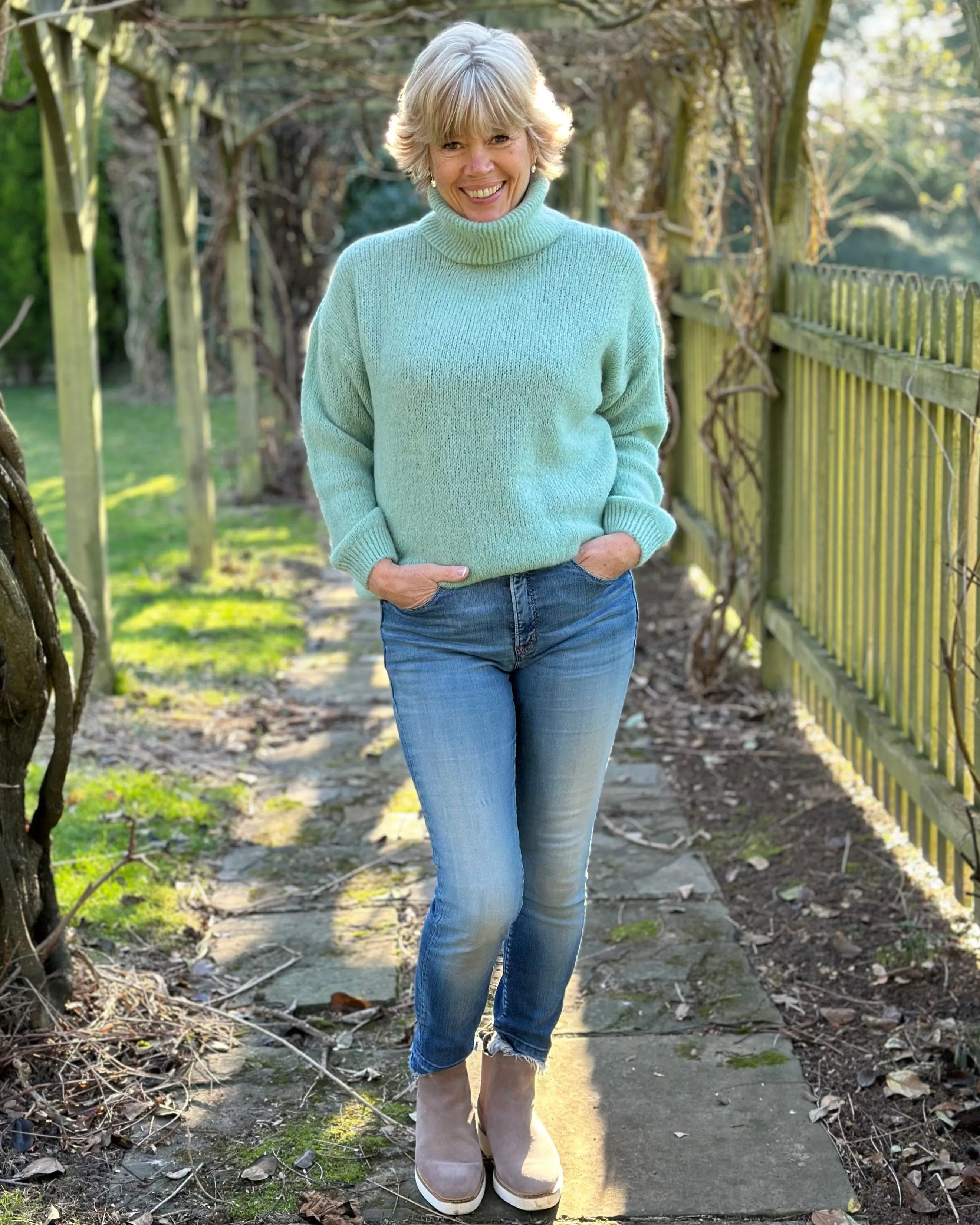 Soft Knit Mohair Roll Neck Jumper - Sage