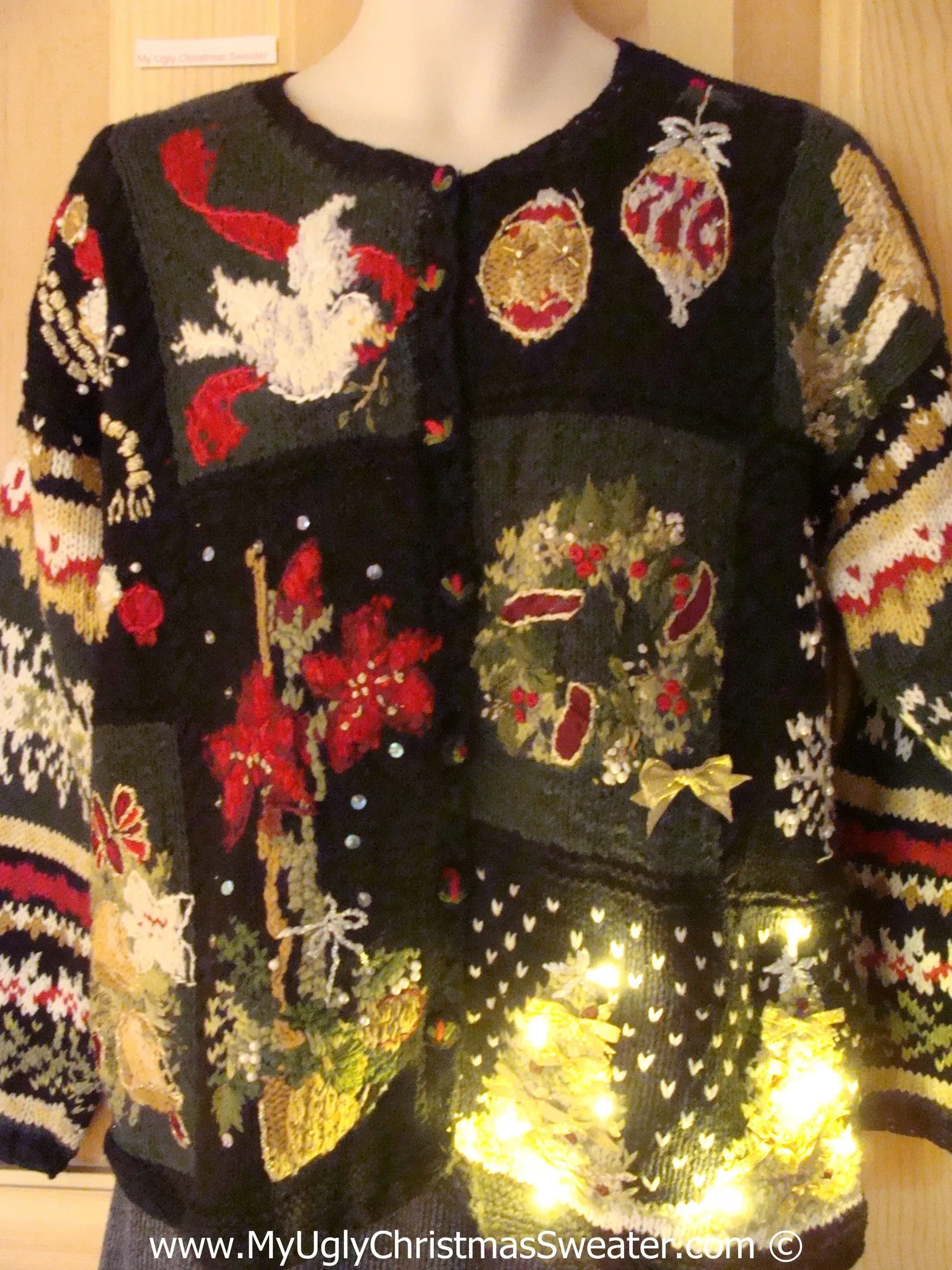 Tacky Mess of Color Xmas Sweater with Lights (g133)