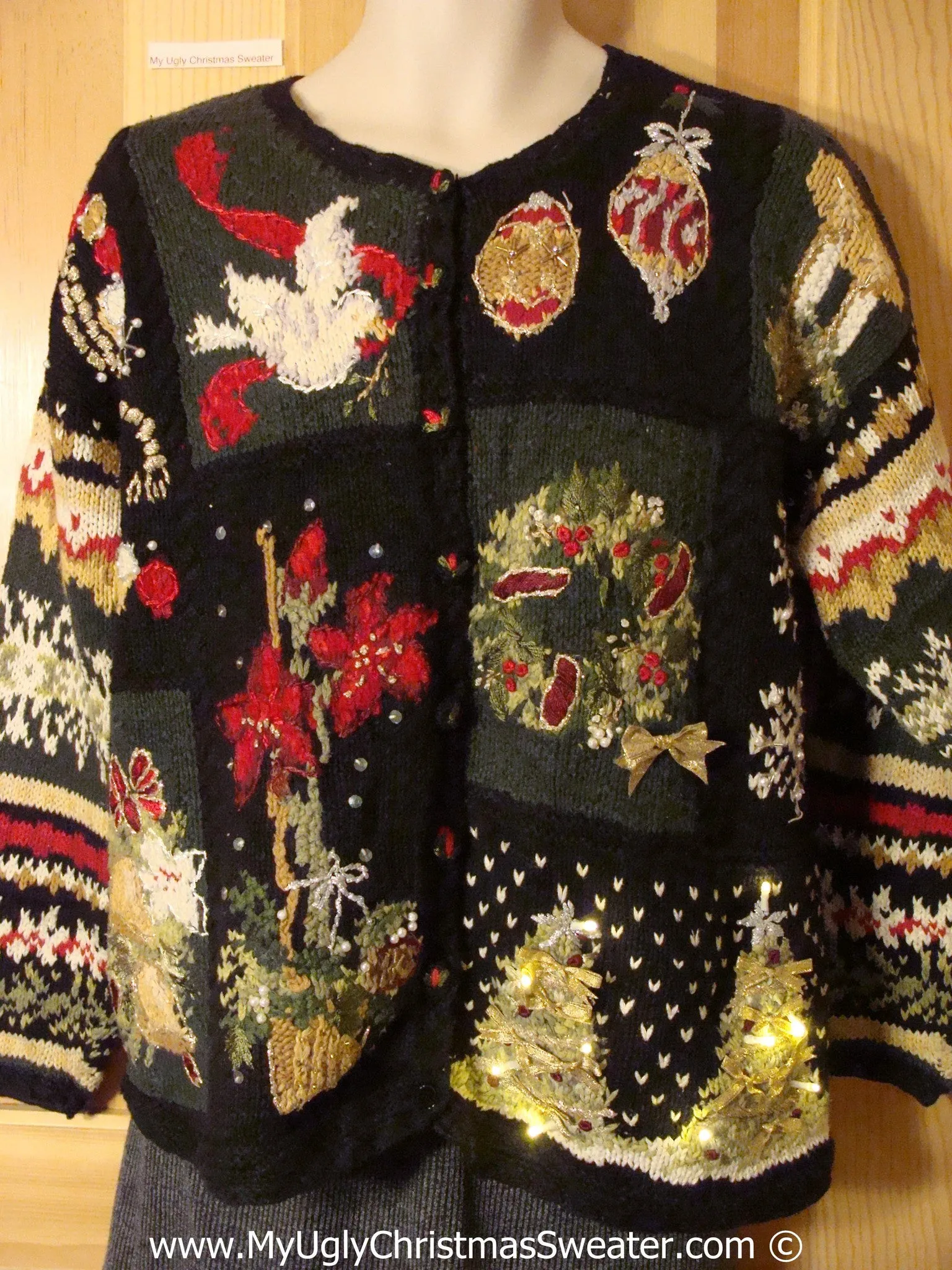 Tacky Mess of Color Xmas Sweater with Lights (g133)