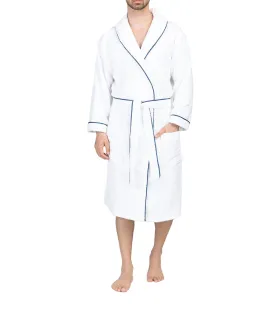 Terry Bathrobe - White/Blue