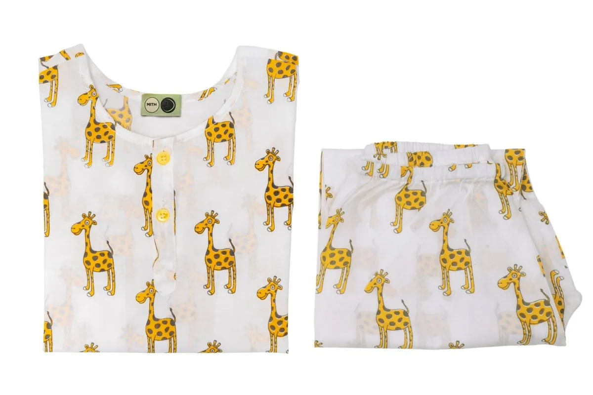 The Curious Giraffe- Unisex Kids Cotton Nightwear