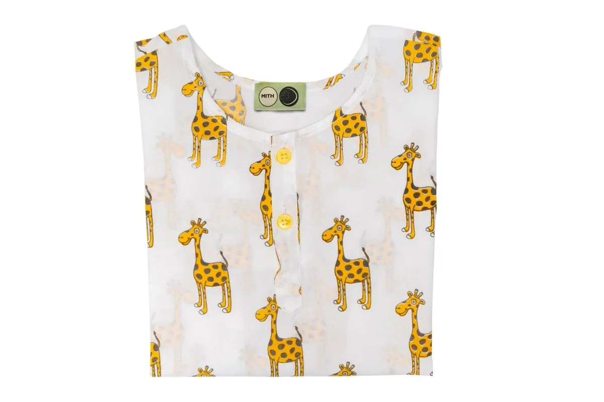 The Curious Giraffe- Unisex Kids Cotton Nightwear