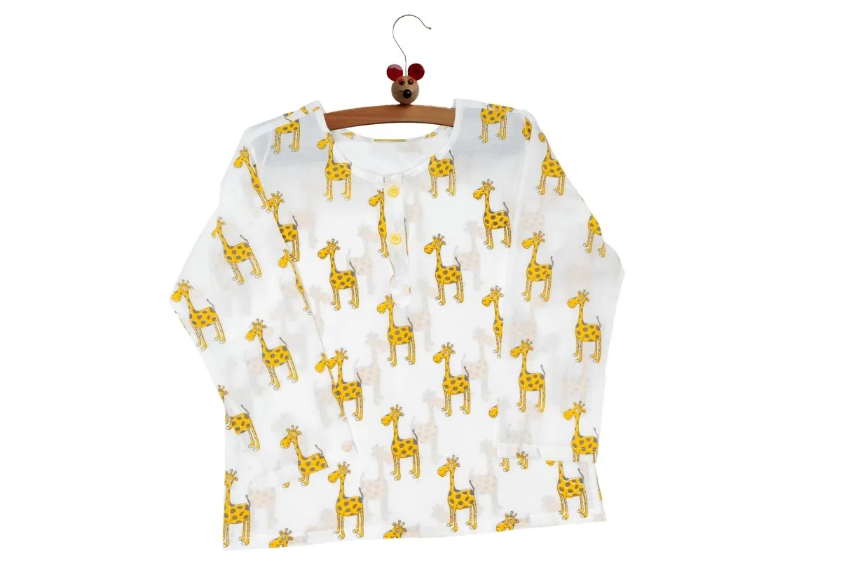 The Curious Giraffe- Unisex Kids Cotton Nightwear