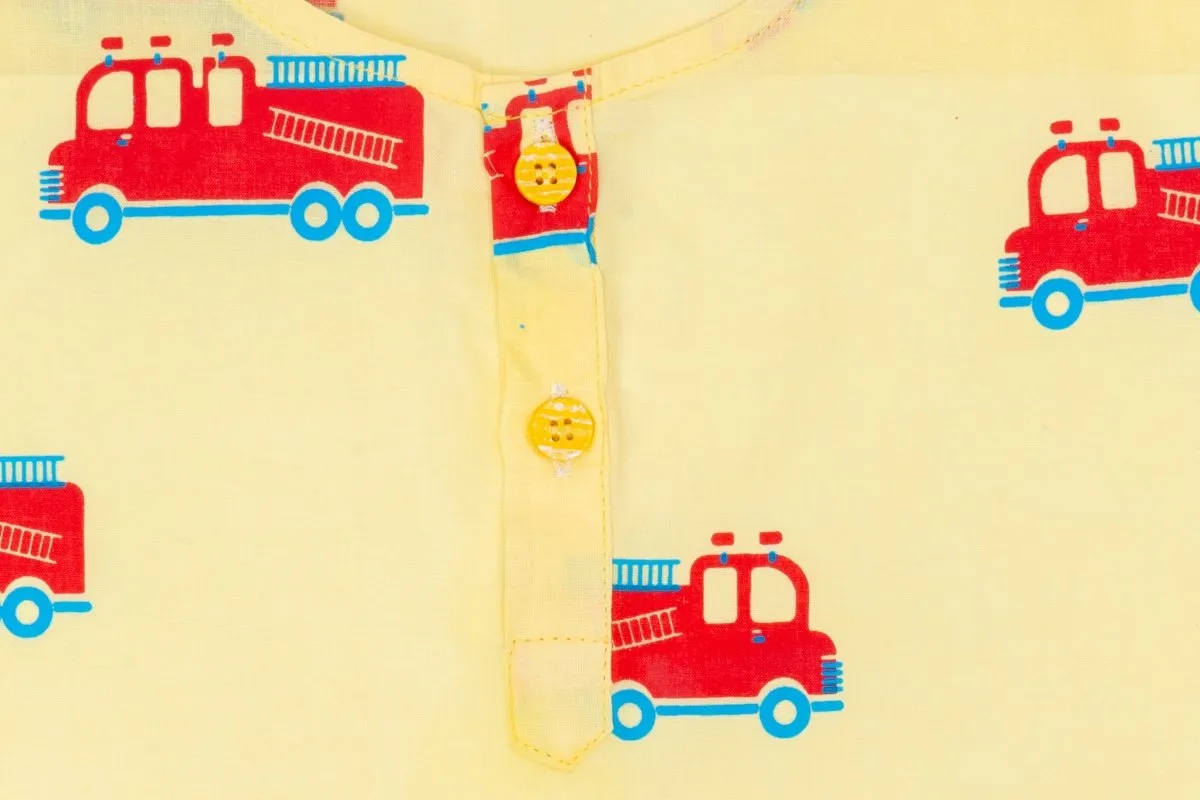 The Fire Fighter Truck- Unisex Kids Cotton Nightwear