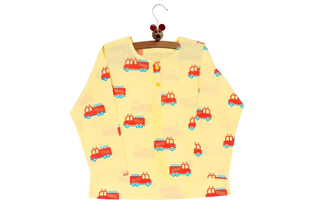 The Fire Fighter Truck- Unisex Kids Cotton Nightwear