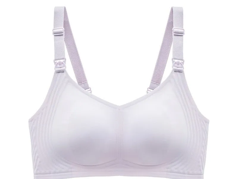 Ultra-thin push-up no-wire jelly strip nursing bra with top buckle for pregnancy and lactation, bandeau style maternity bra