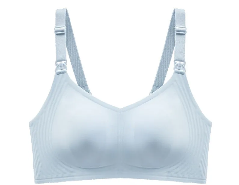 Ultra-thin push-up no-wire jelly strip nursing bra with top buckle for pregnancy and lactation, bandeau style maternity bra