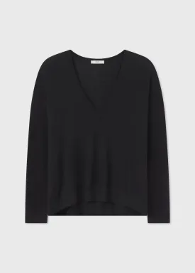 V-Neck Sweater in Fine Cashmere - Black