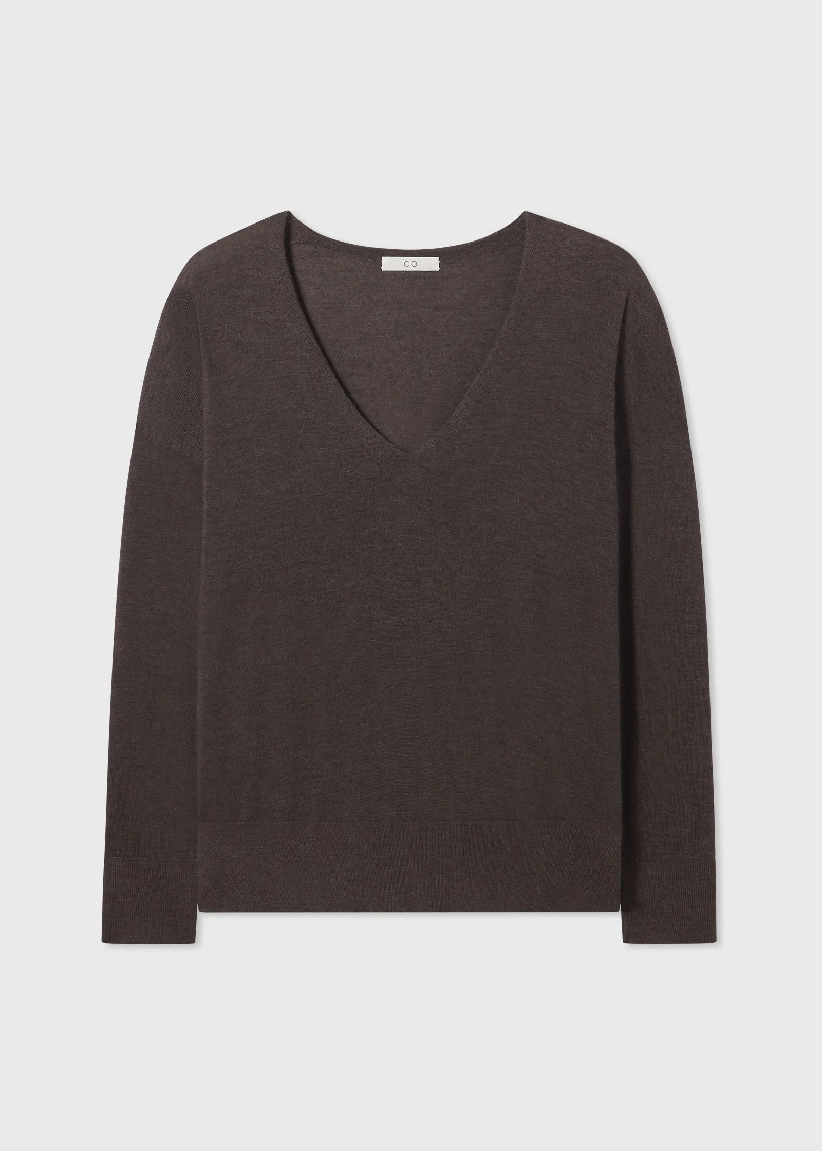 V-Neck Sweater in Fine Cashmere - Brown