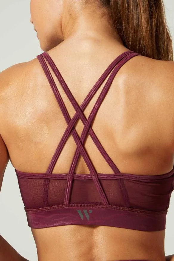 Wear It To Heart Tiger Emboss Grape Strappy Bra