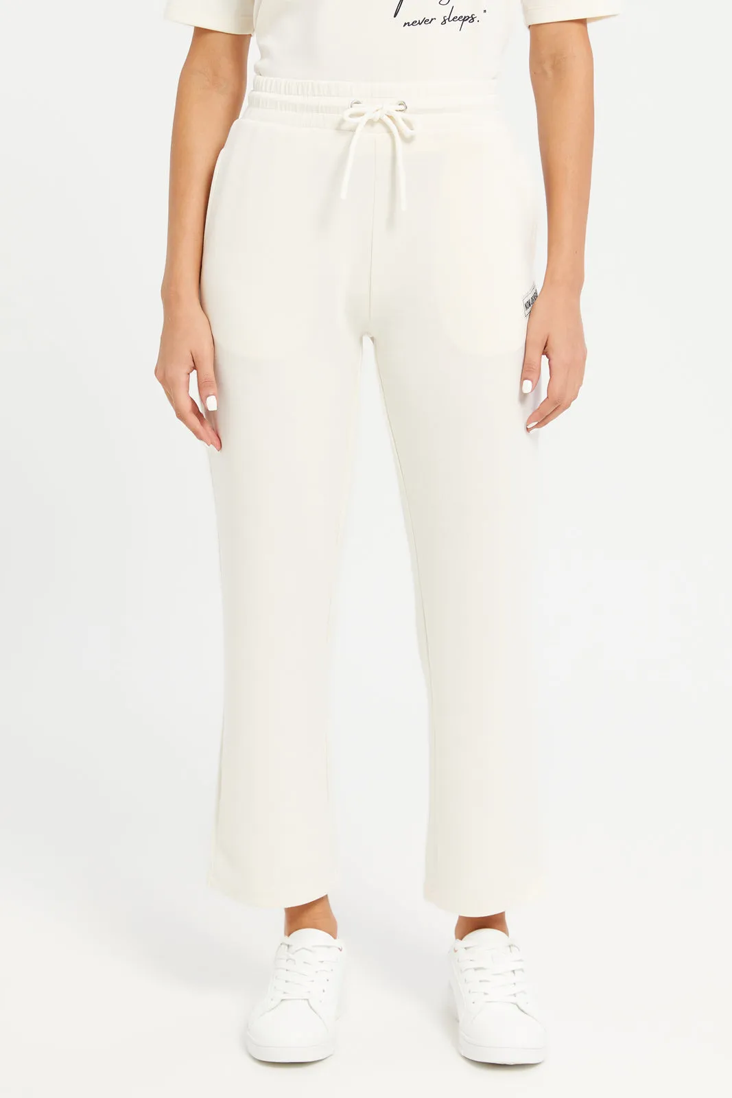 Women Ivory Straight Leg Active Pants