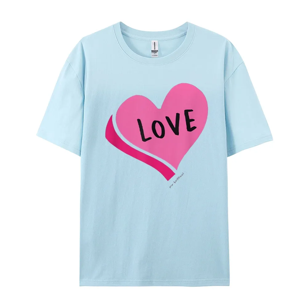 Women Valentine's Day Love Pink Heart Print Graphic T-shirt