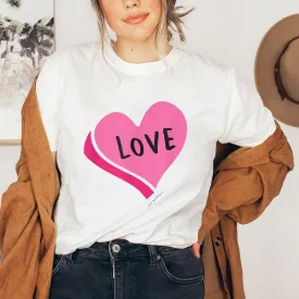 Women Valentine's Day Love Pink Heart Print Graphic T-shirt