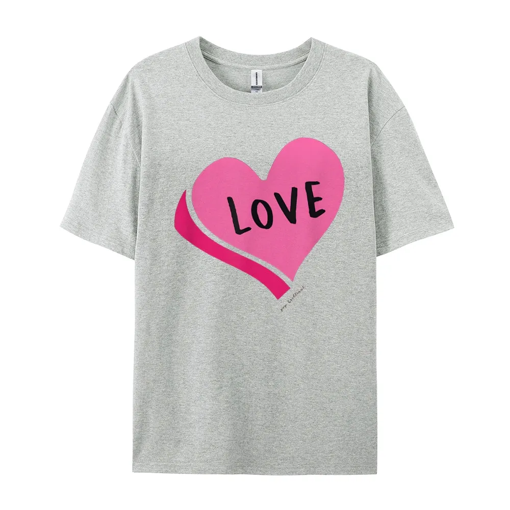 Women Valentine's Day Love Pink Heart Print Graphic T-shirt