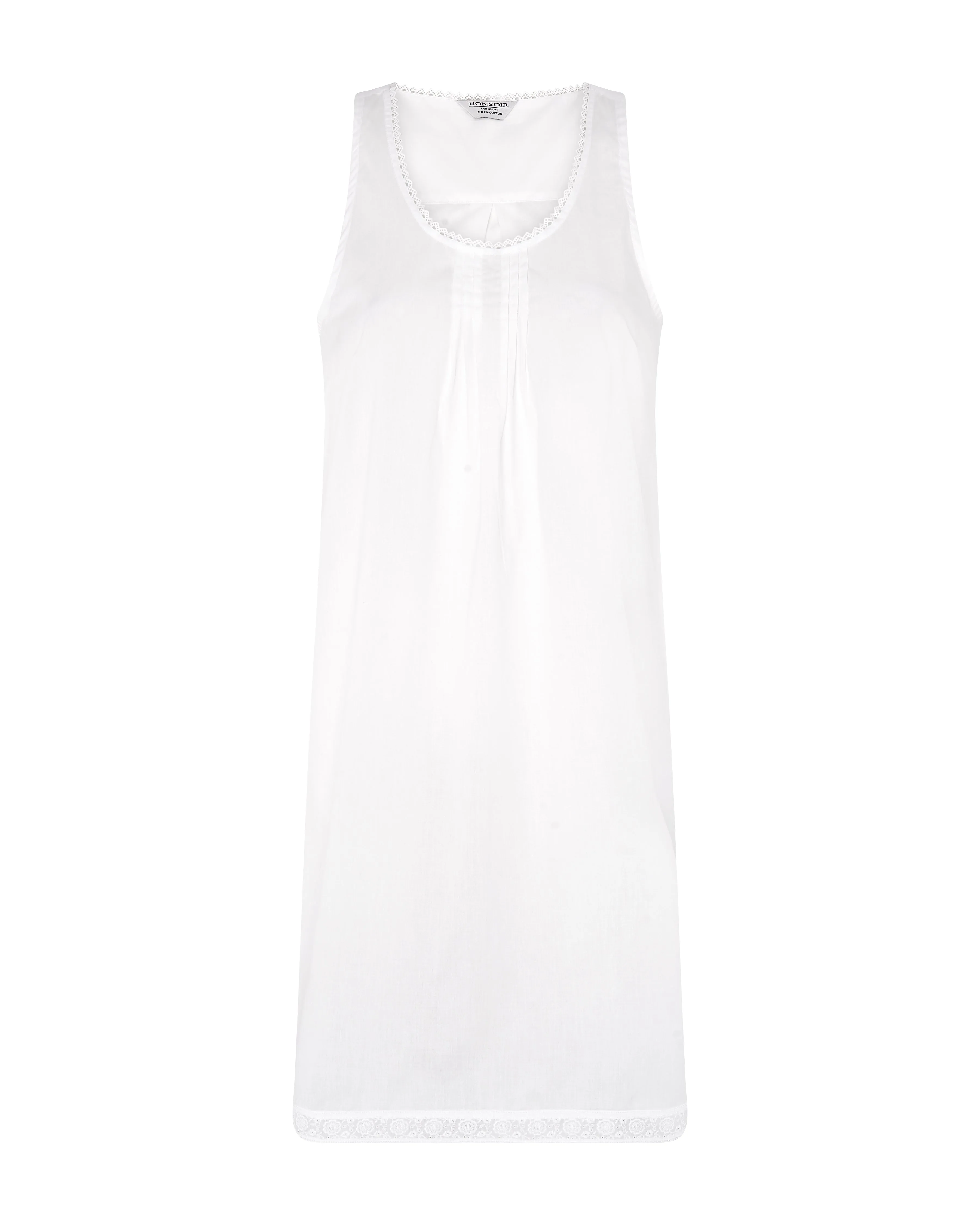 Women's Frances Short Nightdress With Lace Trim - White