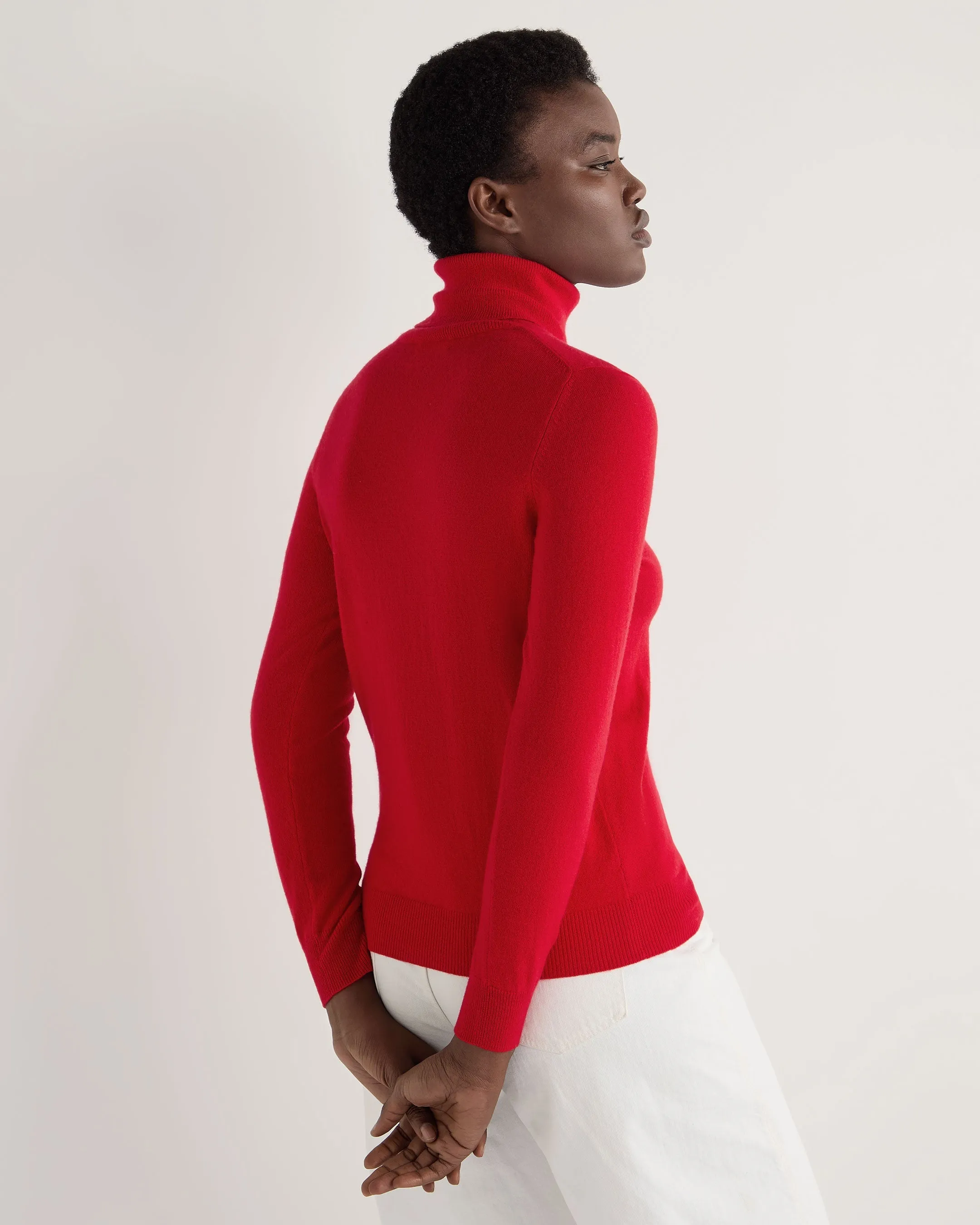 Women's Luna Roll Neck Cashmere Jumper Riding Red