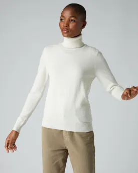 Women's Luna Turtle Neck Cashmere Sweater New Ivory White