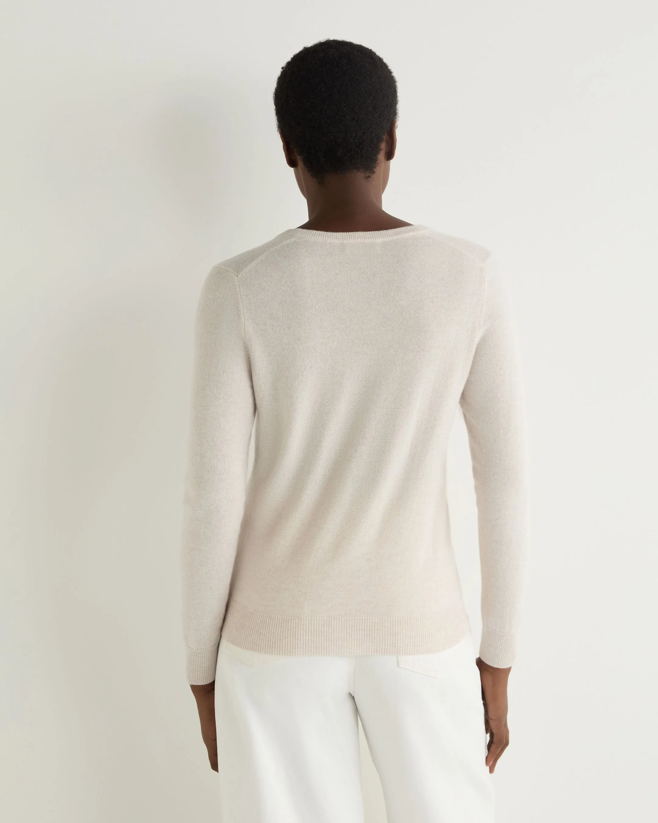 Women's Phoebe V Neck Cashmere Sweater Frost White