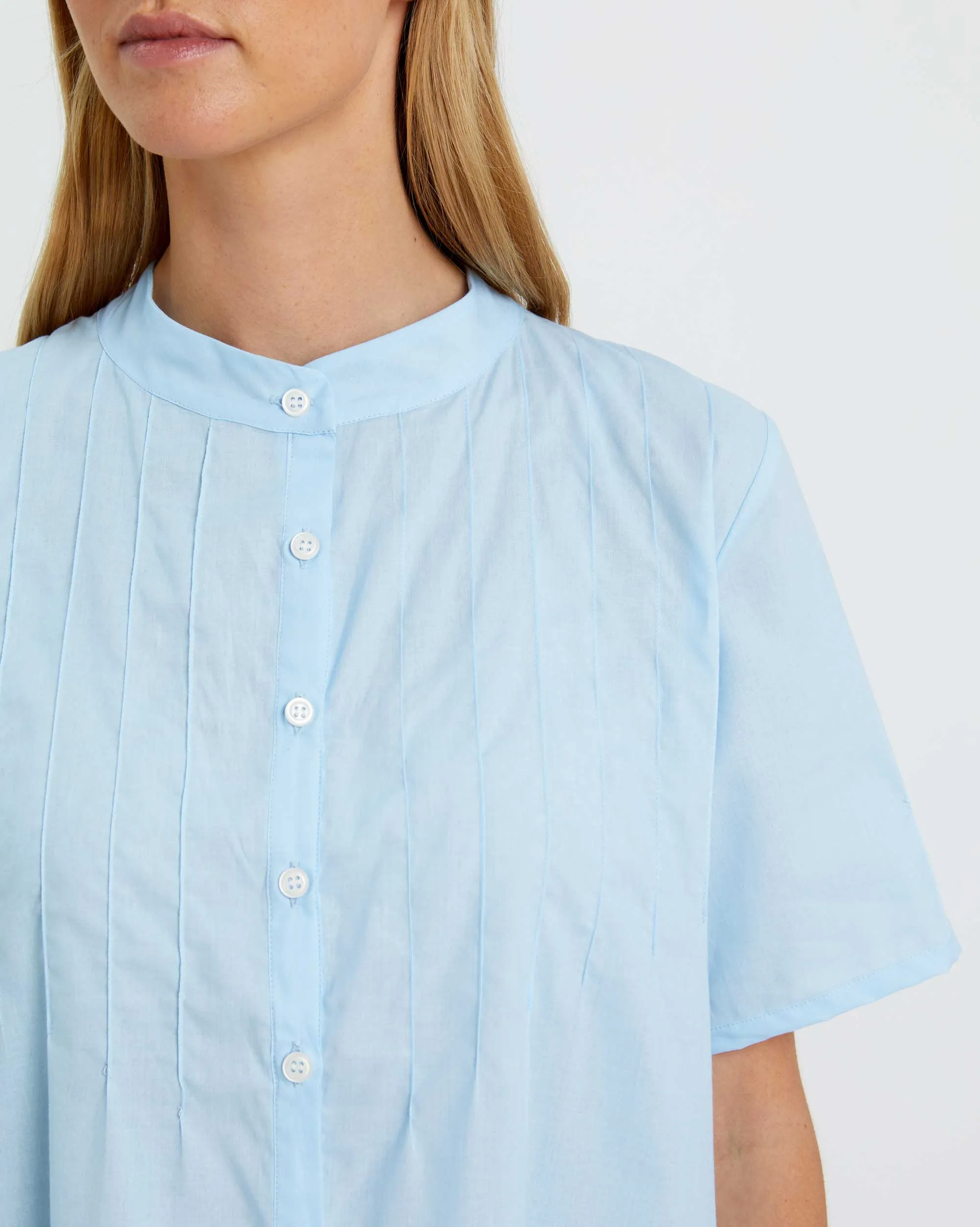 Women's Victoria Short Sleeve Cotton Nightdress - Blue